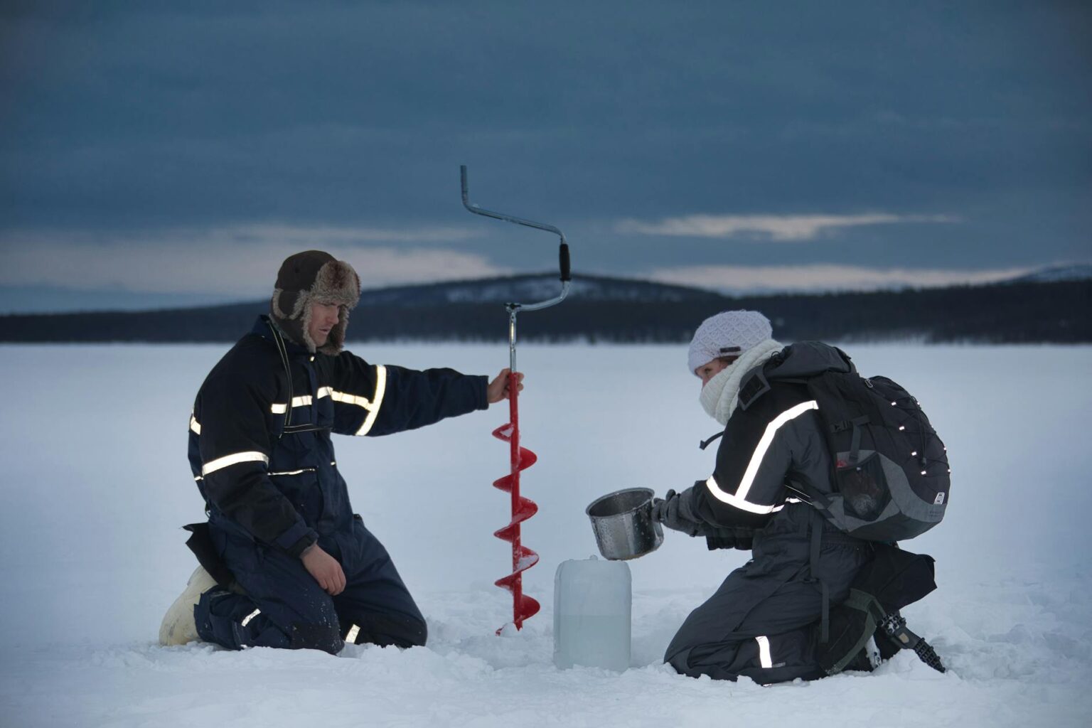 Scientific drilling equipment used for ice core extraction in polar research