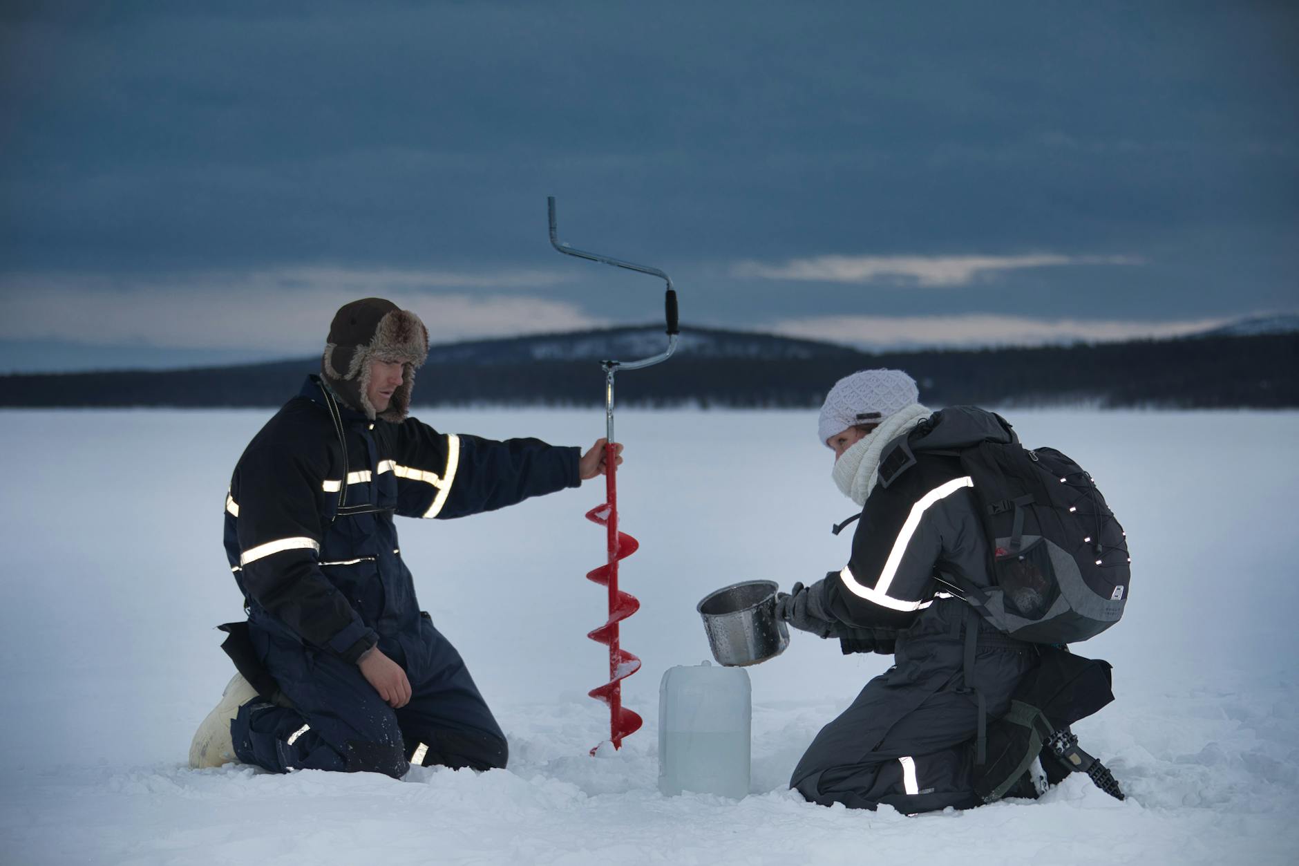 Scientific drilling equipment used for ice core extraction in polar research