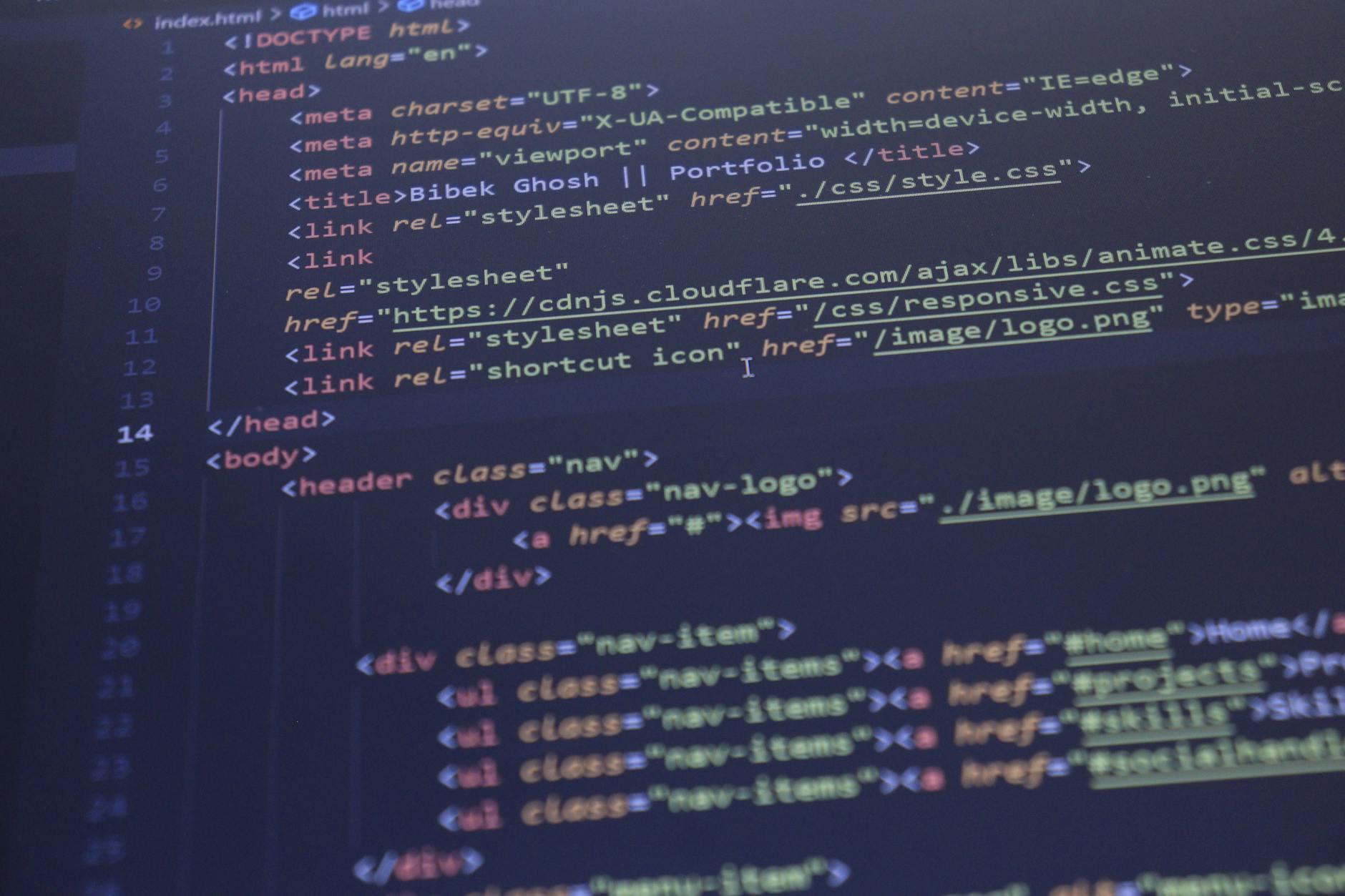 Computer screen displaying code editor interface with syntax highlighting