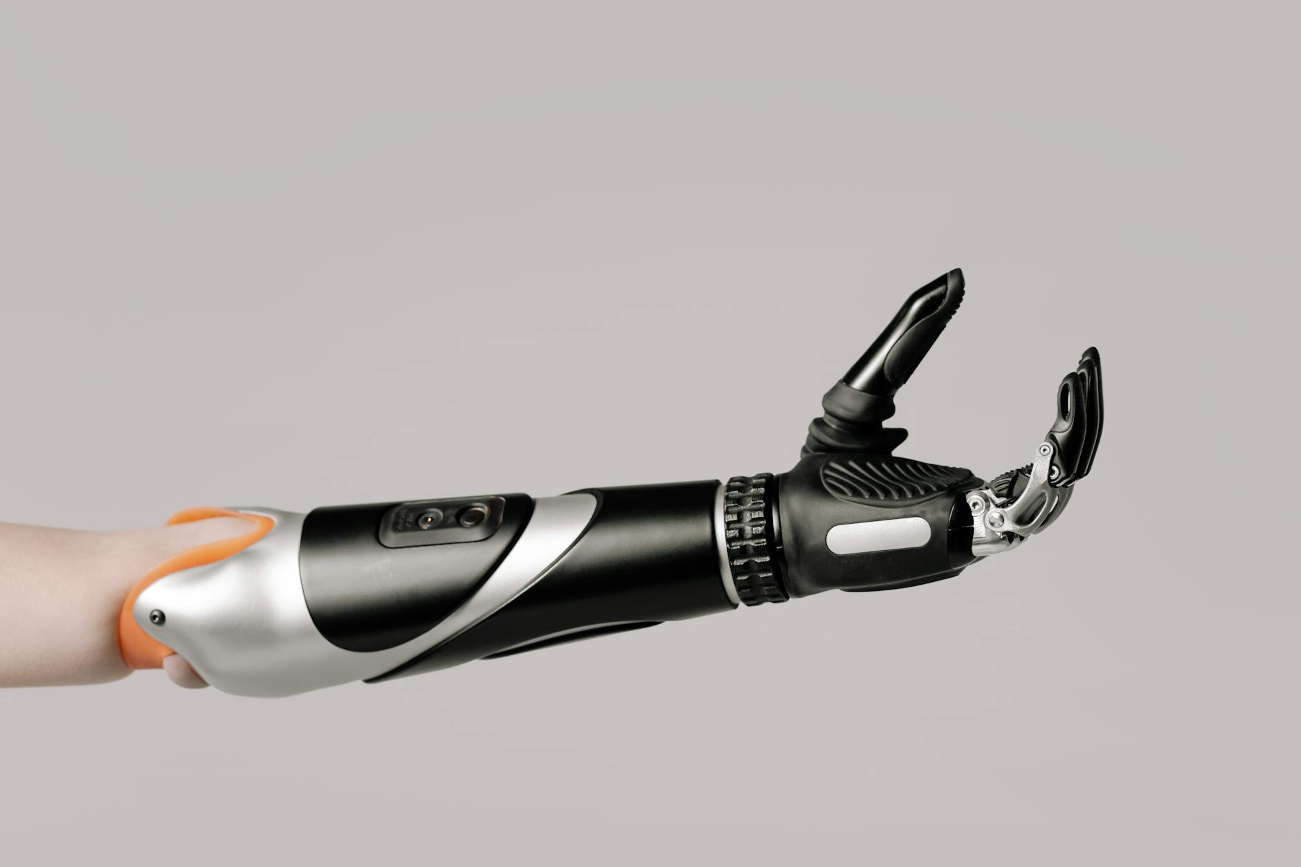 Close-up view of robotic arm mechanism demonstrating the precision technology used in underwater drone operations