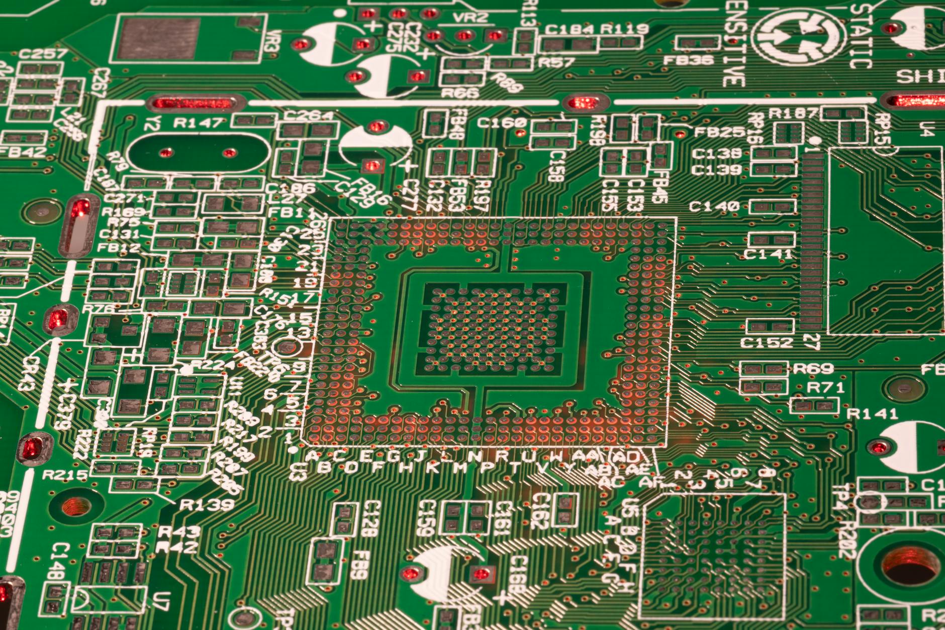 Electronics manufacturing facility showing circuit board and component production lines