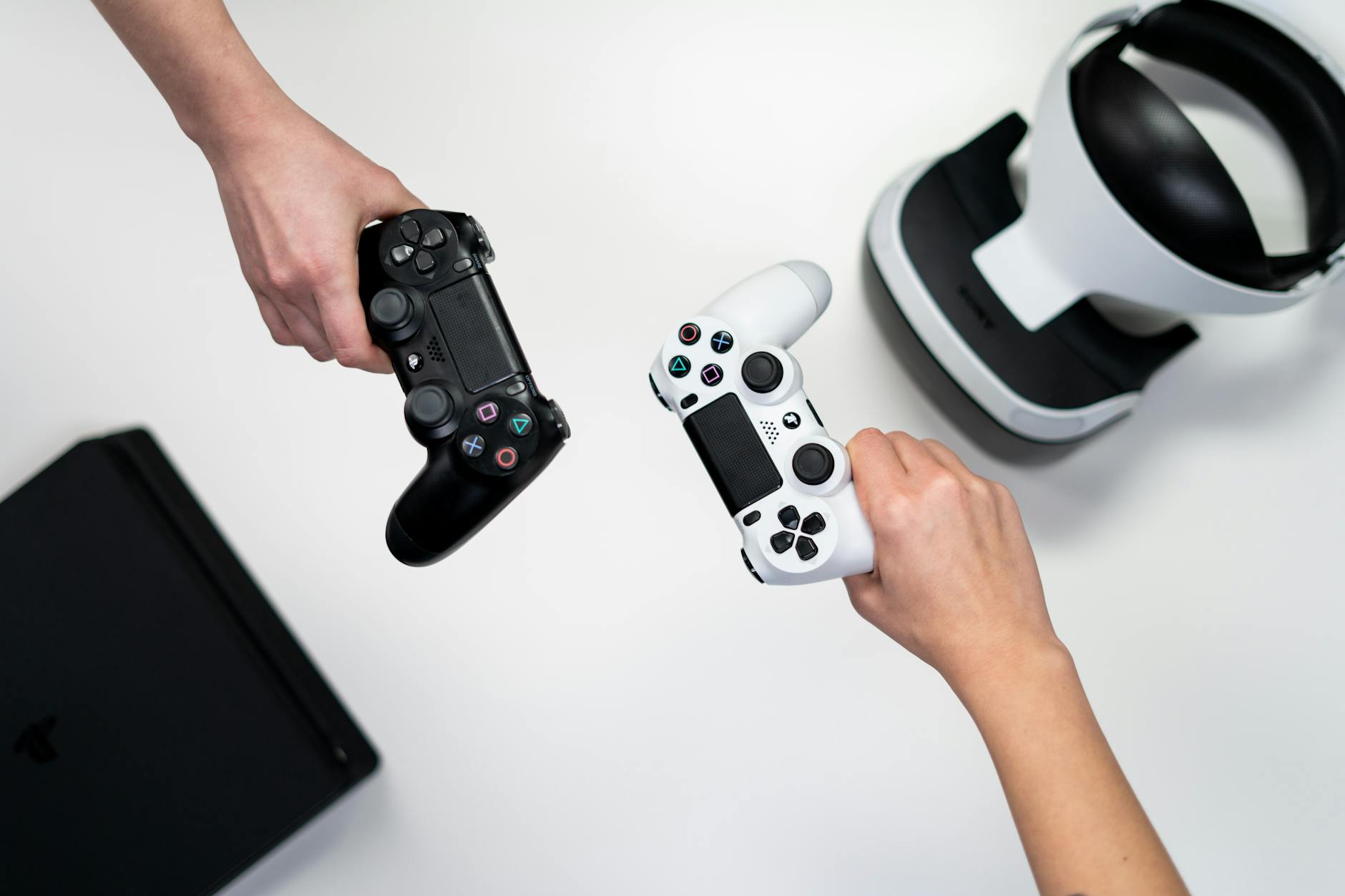 Close-up of a handheld gaming controller with trigger buttons visible