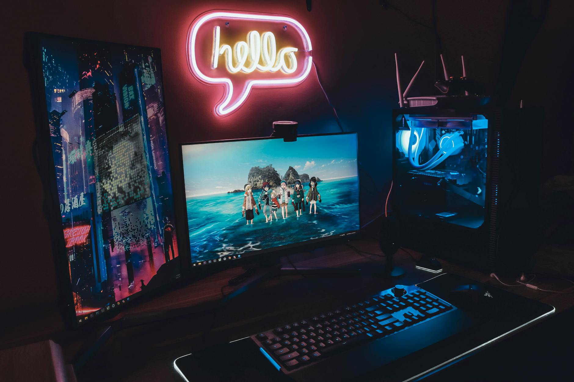 Group of players gaming together at a shared setup, representing co-op multiplayer culture