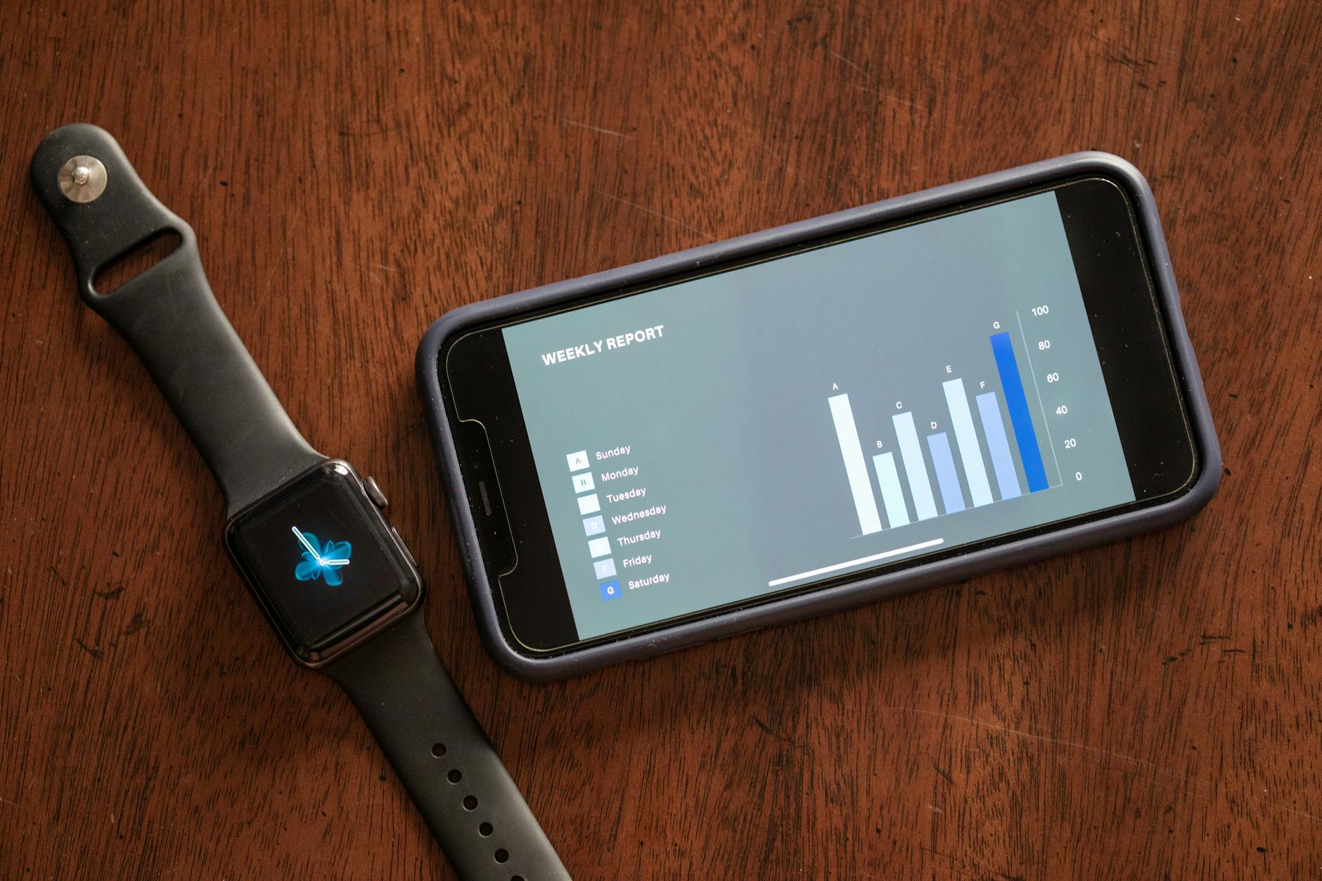 A sleep monitoring device placed beside a bed in a dimly lit bedroom