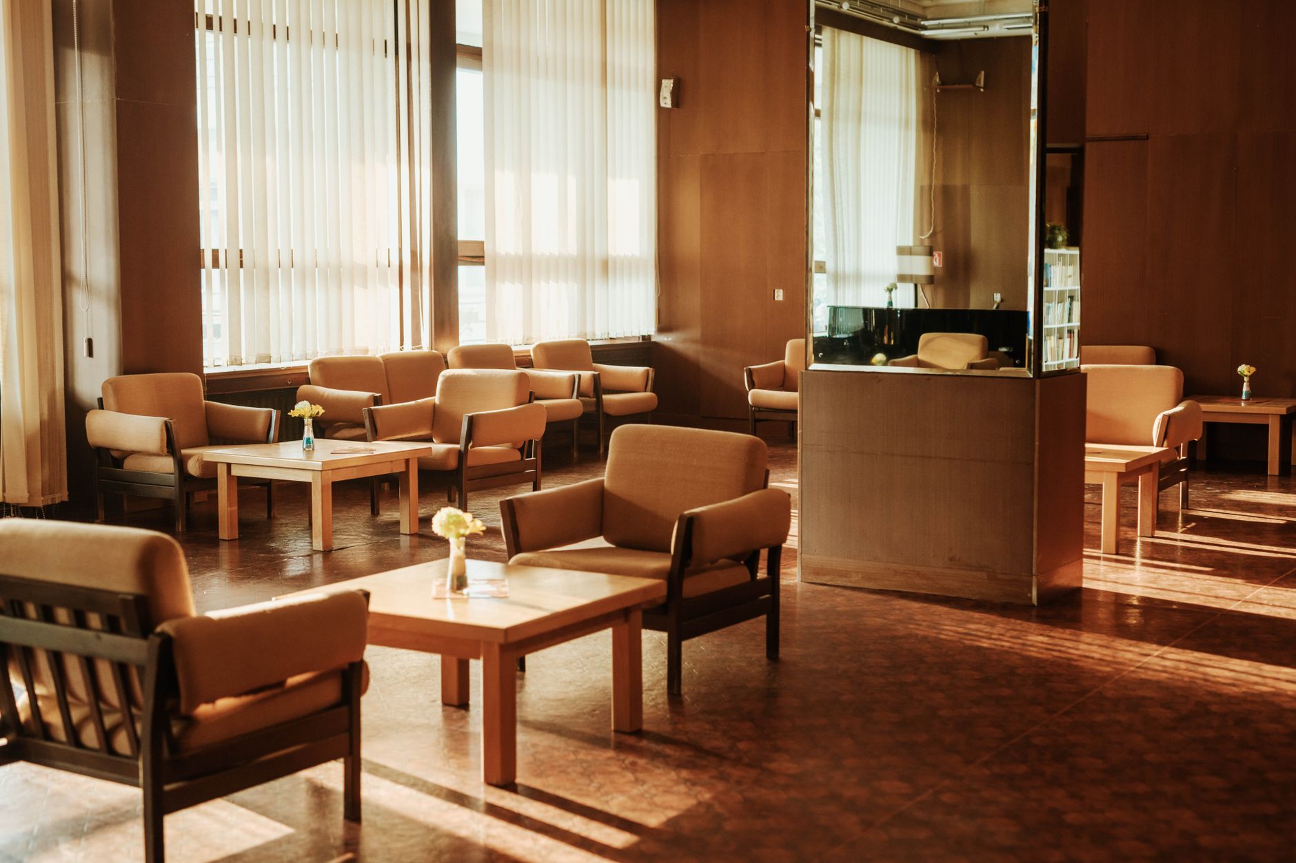 An empty waiting room with rows of chairs, representing the prolonged silence around Marvel's Wolverine release