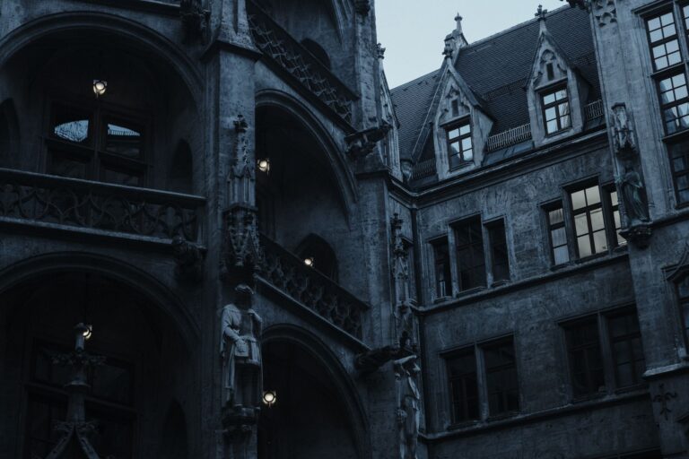 Dark gothic stone architecture evoking the eerie atmosphere of Bloodborne's setting