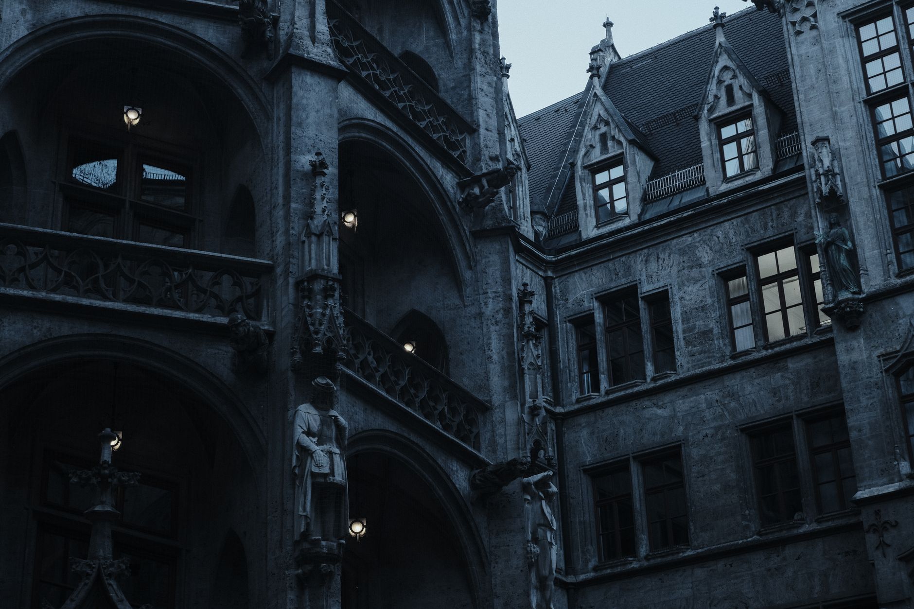 Dark gothic stone architecture evoking the eerie atmosphere of Bloodborne's setting