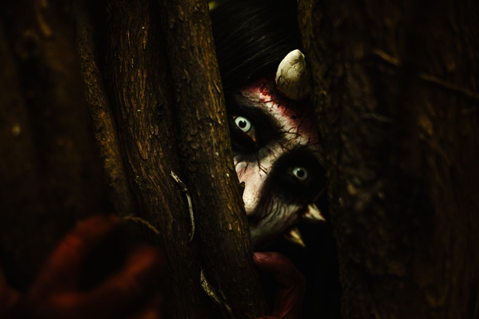 Dark atmospheric forest environment evoking the visual style of indie metroidvania games