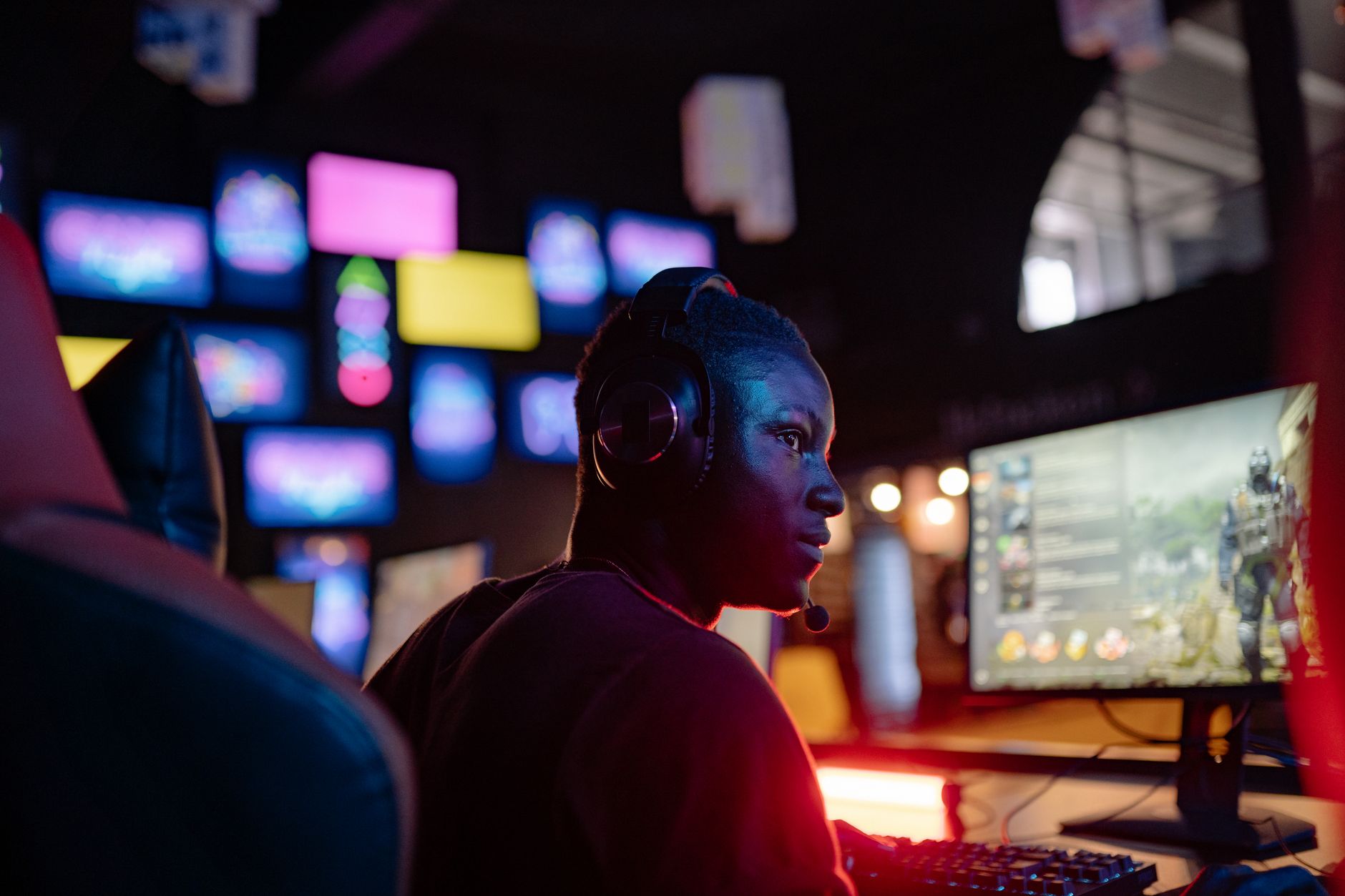 Player at a gaming setup during a late-night session