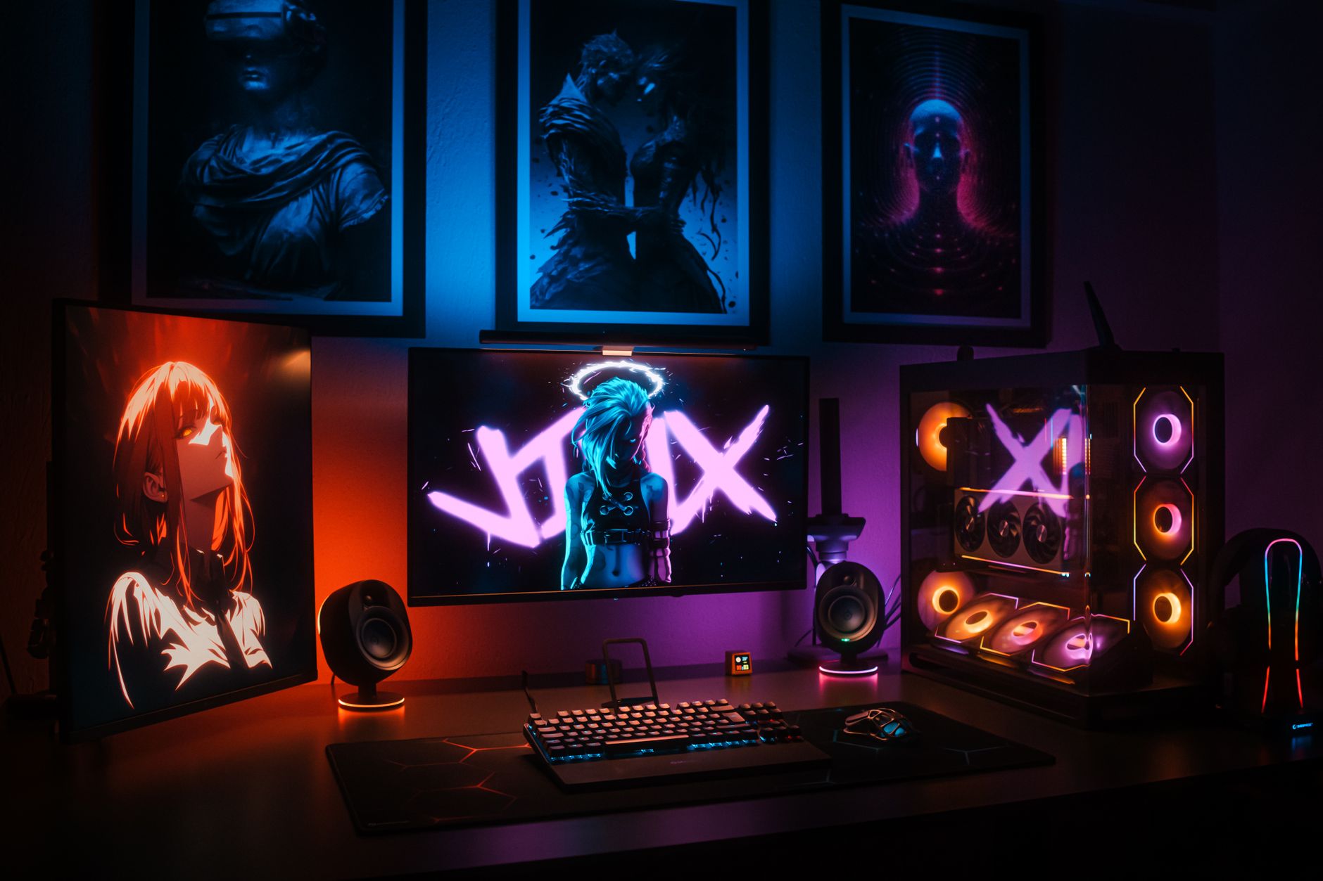 Colorful glow from a television screen in a dark room during a gaming session