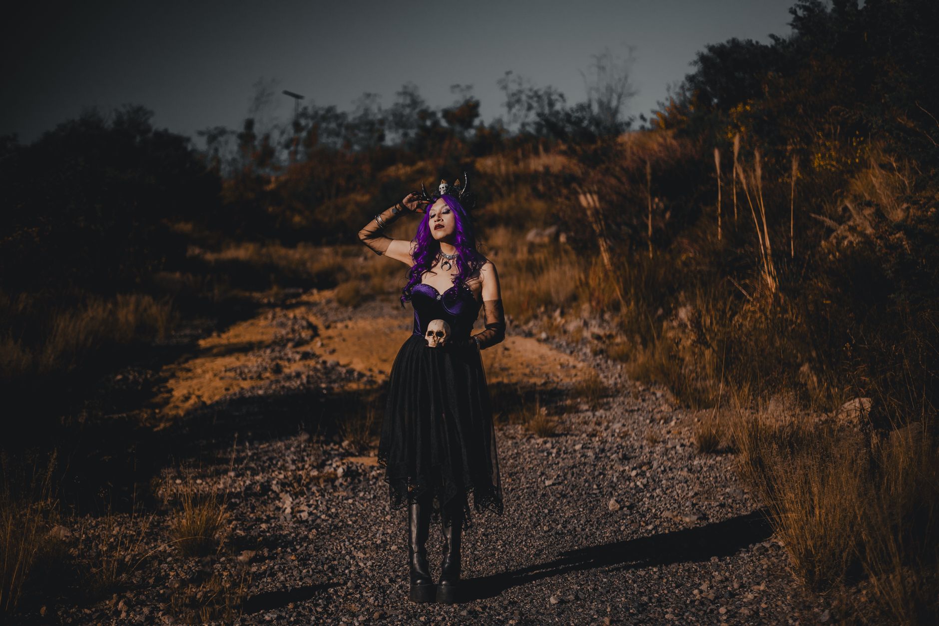 A dark atmospheric fantasy environment evoking the tone of Shadowbringers